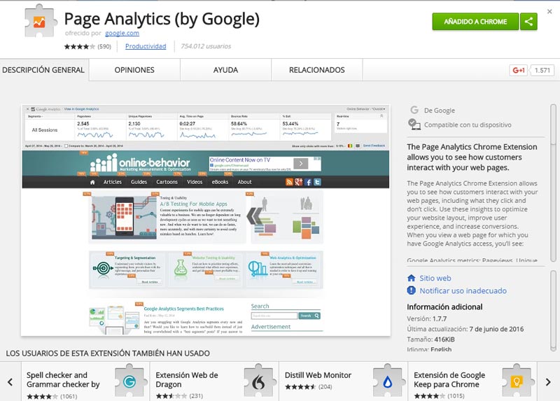 page analytics panel chrome
