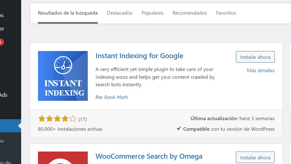 Plugin para WordPress Instant Indexing