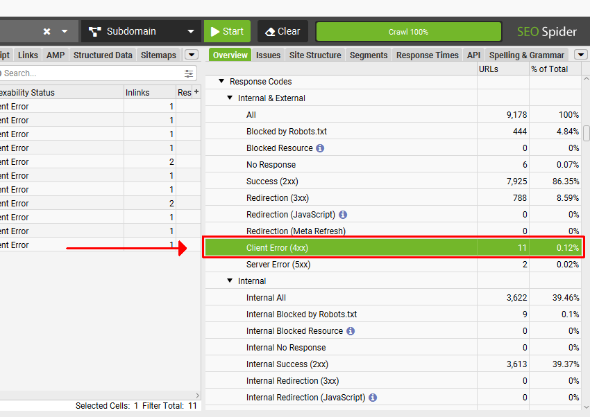comprobar enlaces rotos con screaming frog