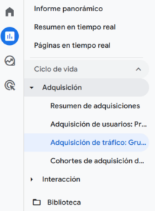 Adquisición de tráfico en GA4